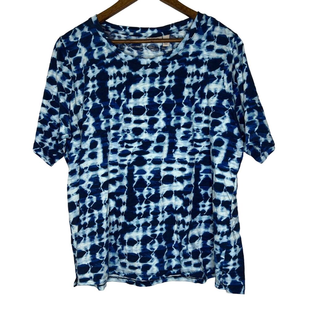LOGO by Lori Goldstein Blue and White Blouse